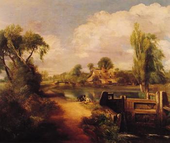 John Constable : Landscape with Boys Fishing